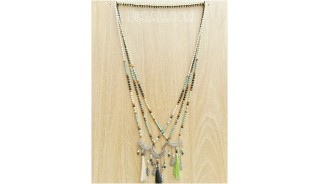 tree color charm necklaces bead tassels bronze caps